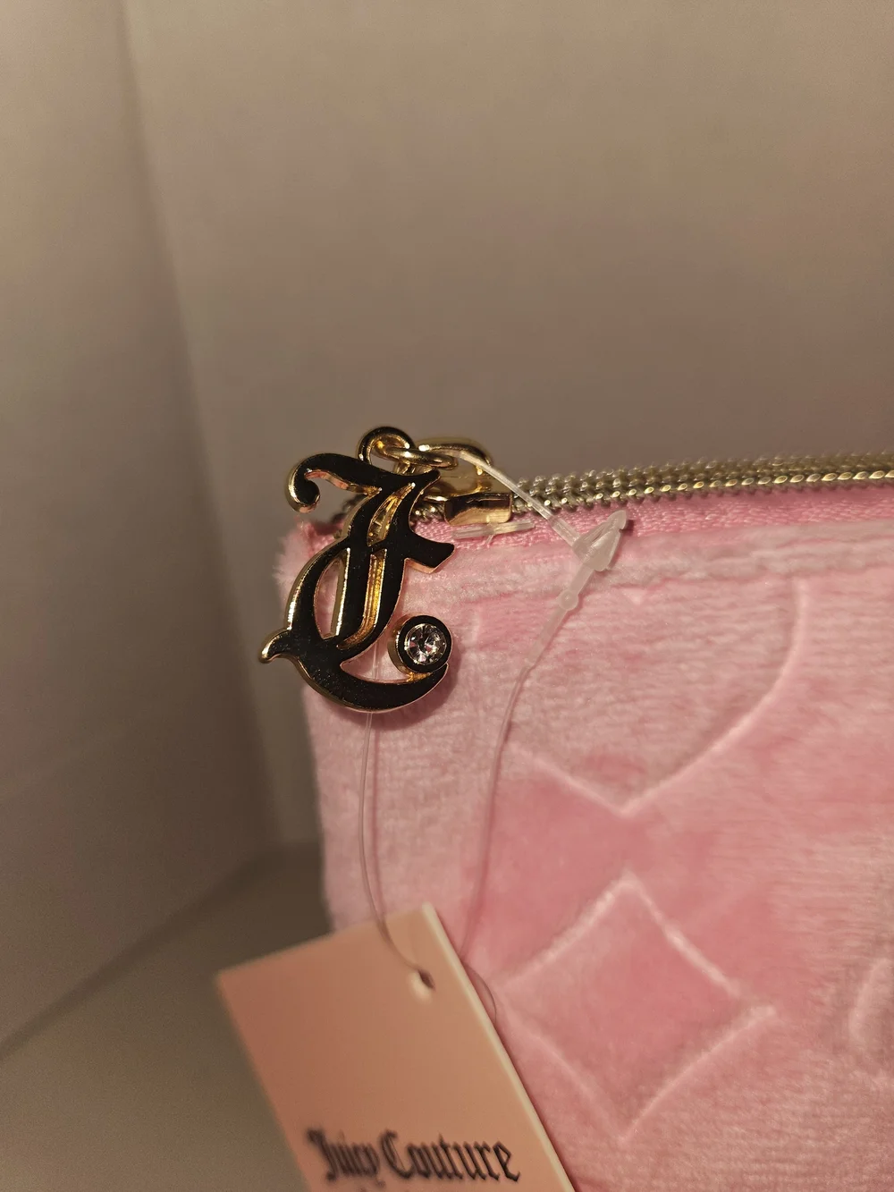 NWT Juicy Couture Pink Velvet Logo Cosmetic Pouch